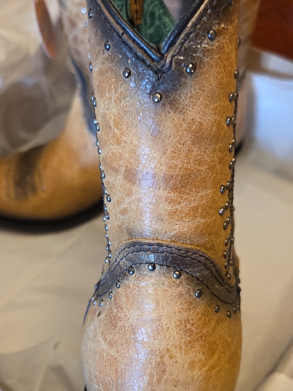 Corral Women's Tan Leather Studded Western Boots - Tan - Picture 4 of 13
